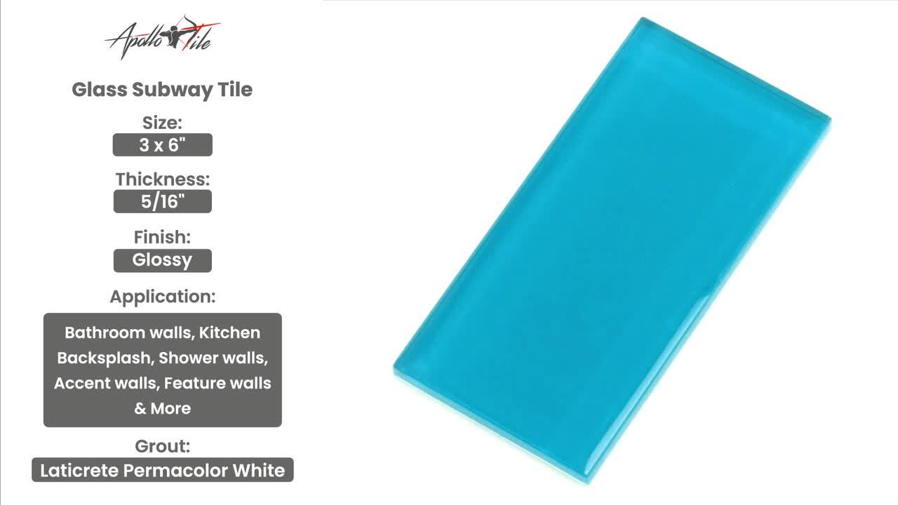 Apollo Tile (Sample) Wall Tile Cadet Blue 3-in x 6-in Glossy Glass Brick Subway Wall Tile
