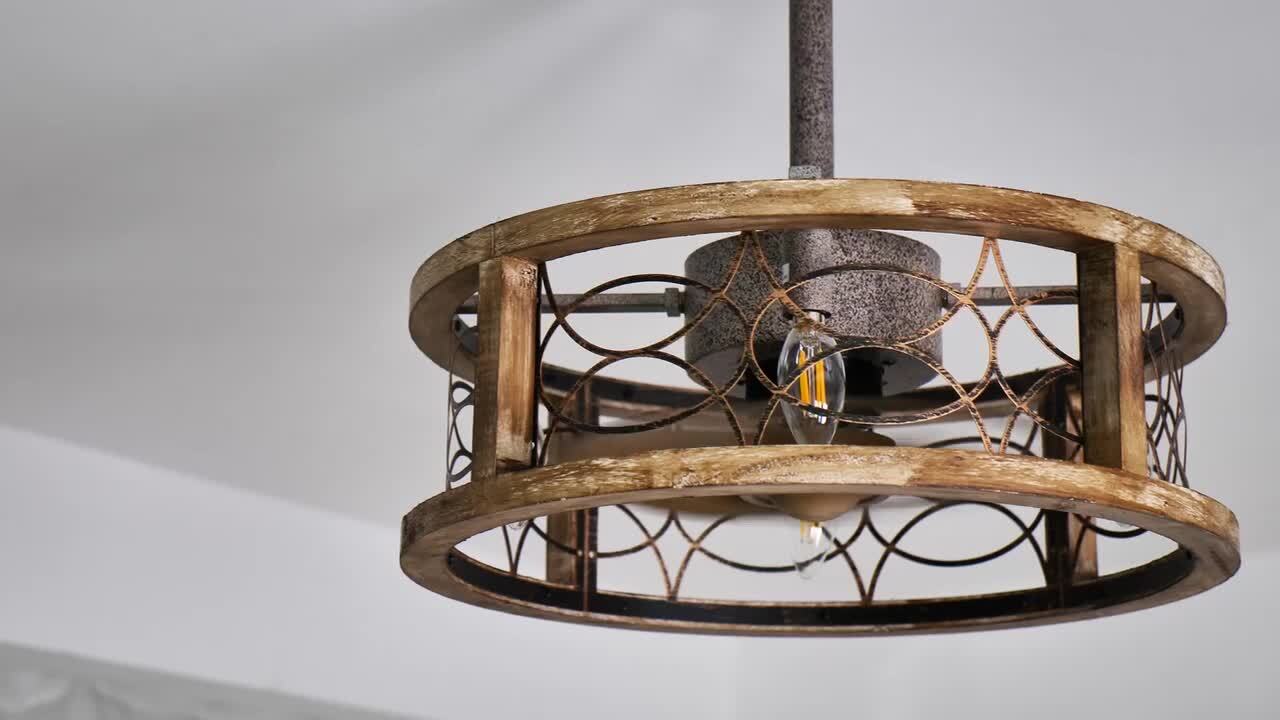Oaks Aura Banff 18 in. Farmhouse Indoor Tan 4-Light Shabby Wooden
