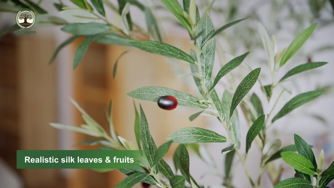 DR.Planzen Artificial 8 ft. Olive Tree with 18 in. White Planter