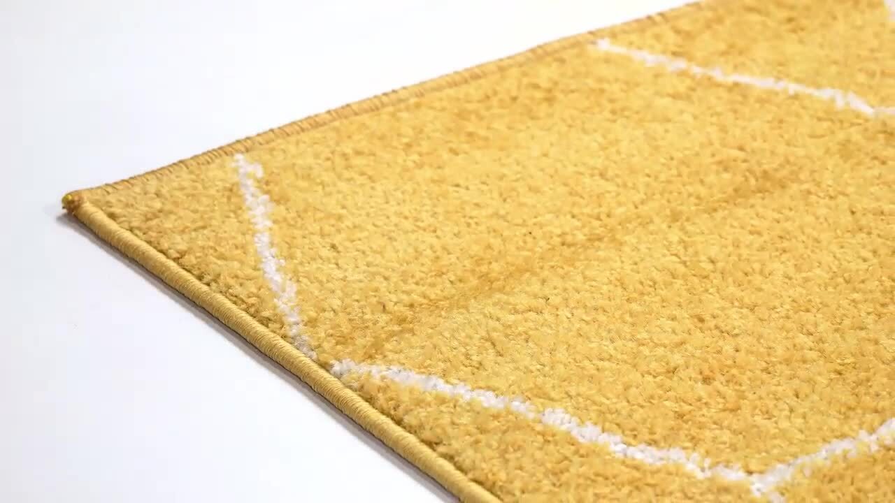 YELLOW FLUFFY BATHROOM Rug Set of 2, Ultra Soft and Quality