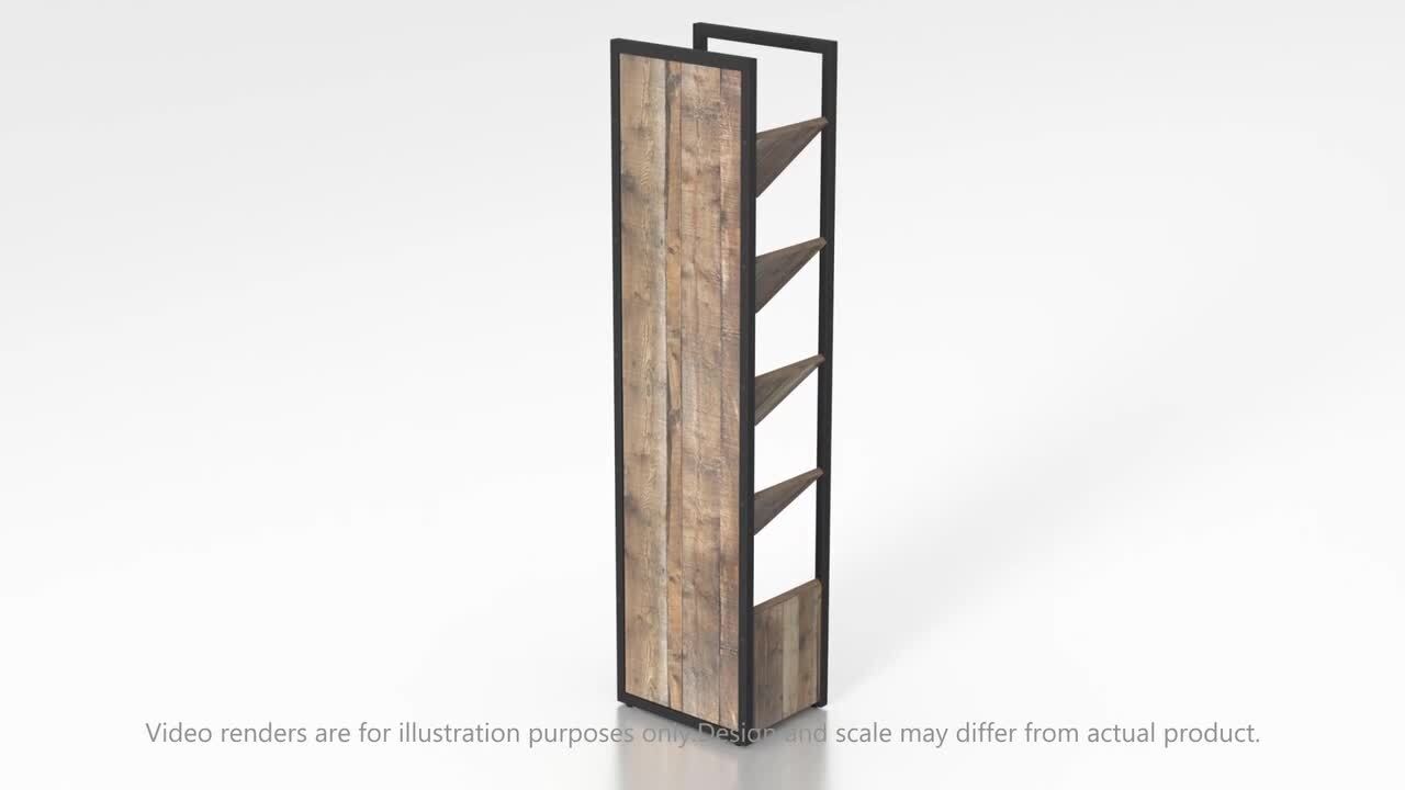 The metal storage rack for reclaimed wood is full!
