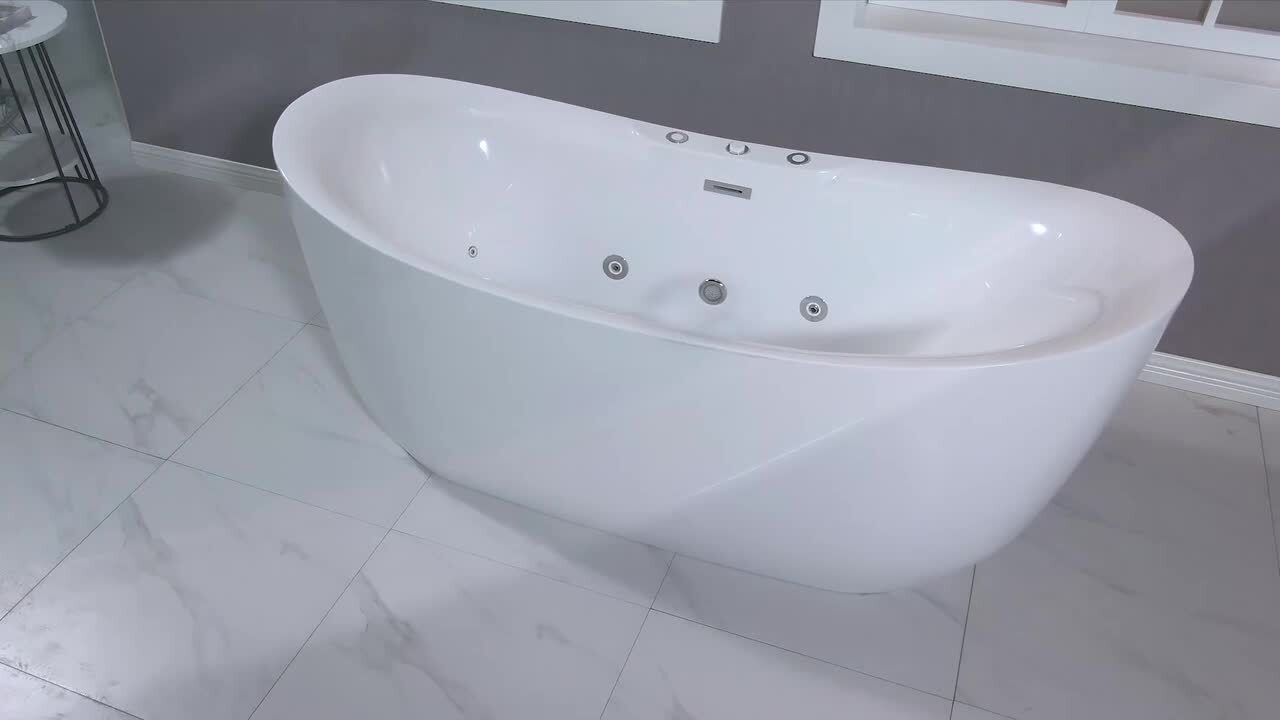 Bologna 67 in. Acrylic Freestanding Whirlpool and Air Bathtub with Drain and Overflow Included in White Bologna 67 in. Acrylic Freestanding Whirlpool and Air Bathtub with Drain and Overflow Included in White