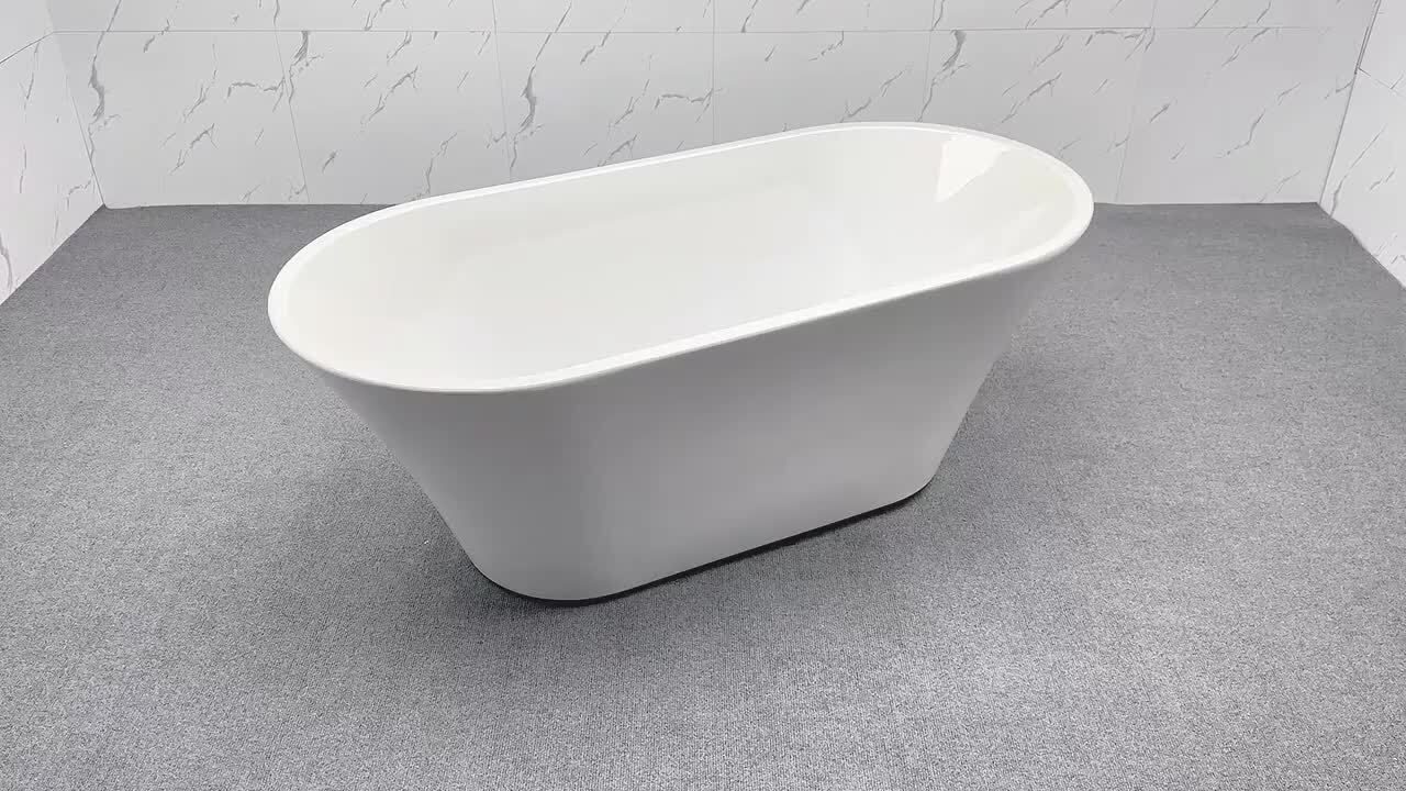 59 in. x 27.6 in. Soaking Bathtub with Side Drain in White/Matte Black