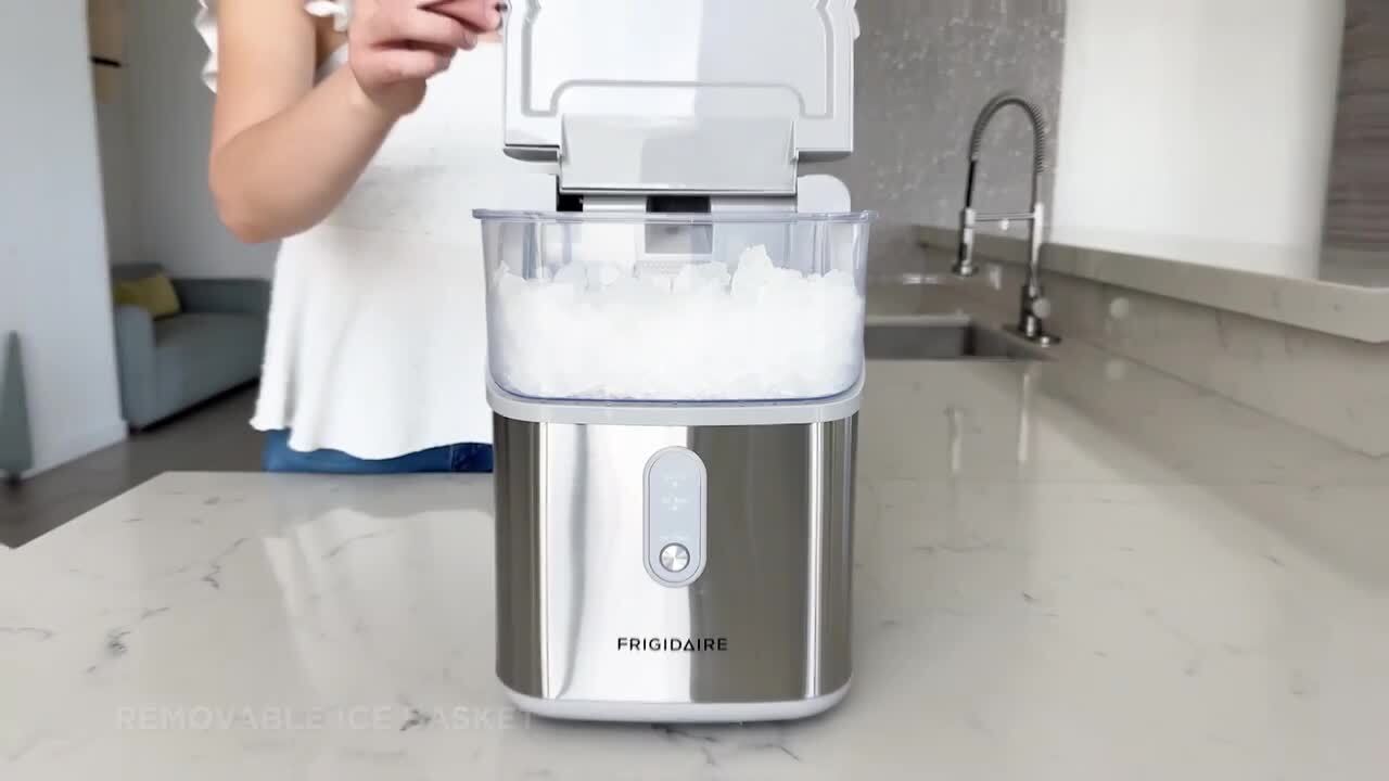 Frigidaire 33 lbs. Premium Nugget Portable Ice Maker 8.7 in. Wide in Stainless Steel EFIC228-SS