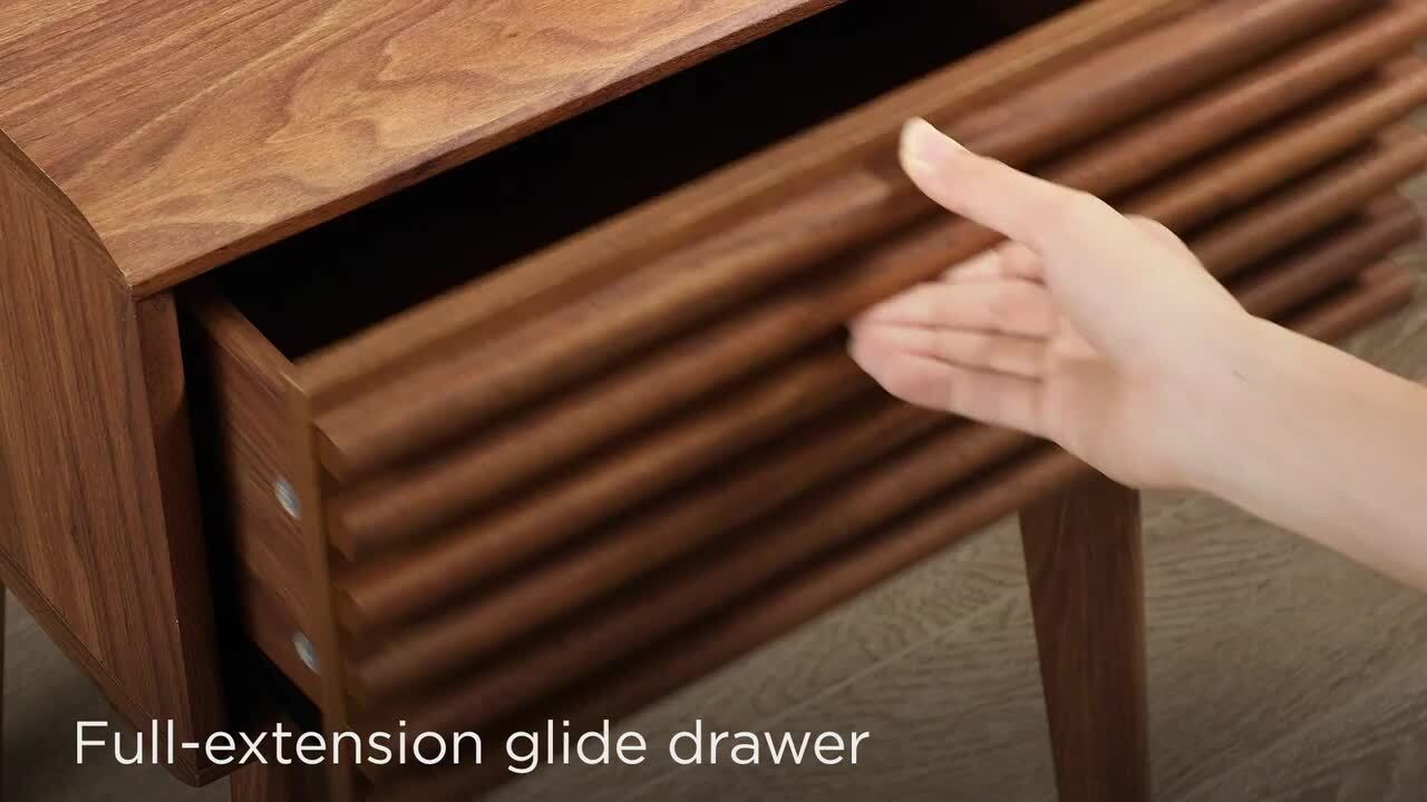 MODWAY 40 in. Rectangular Walnut 2 Drawer Writing Desk with Hutch