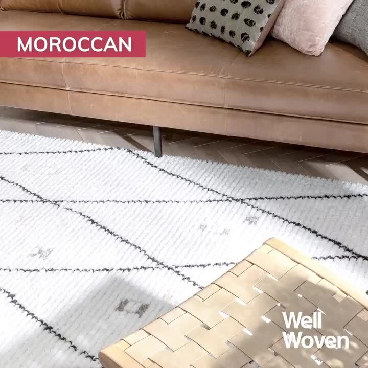 Well Woven Harlow Cora Moroccan Lattice Trellis Beige High-Low 7'10 x 9'10 Area Rug Well Woven Harlow Cora Moroccan Lattice Trellis Beige High-Low 7'10 x 9'10 Area Rug