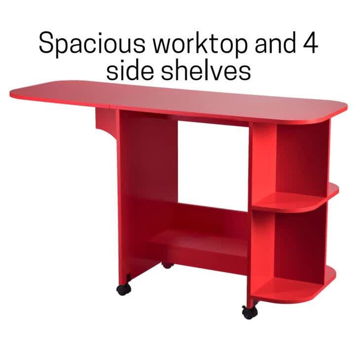 SEI Furniture Expandable Rolling Sewing TableCraft Station Turquoise -  Office Depot