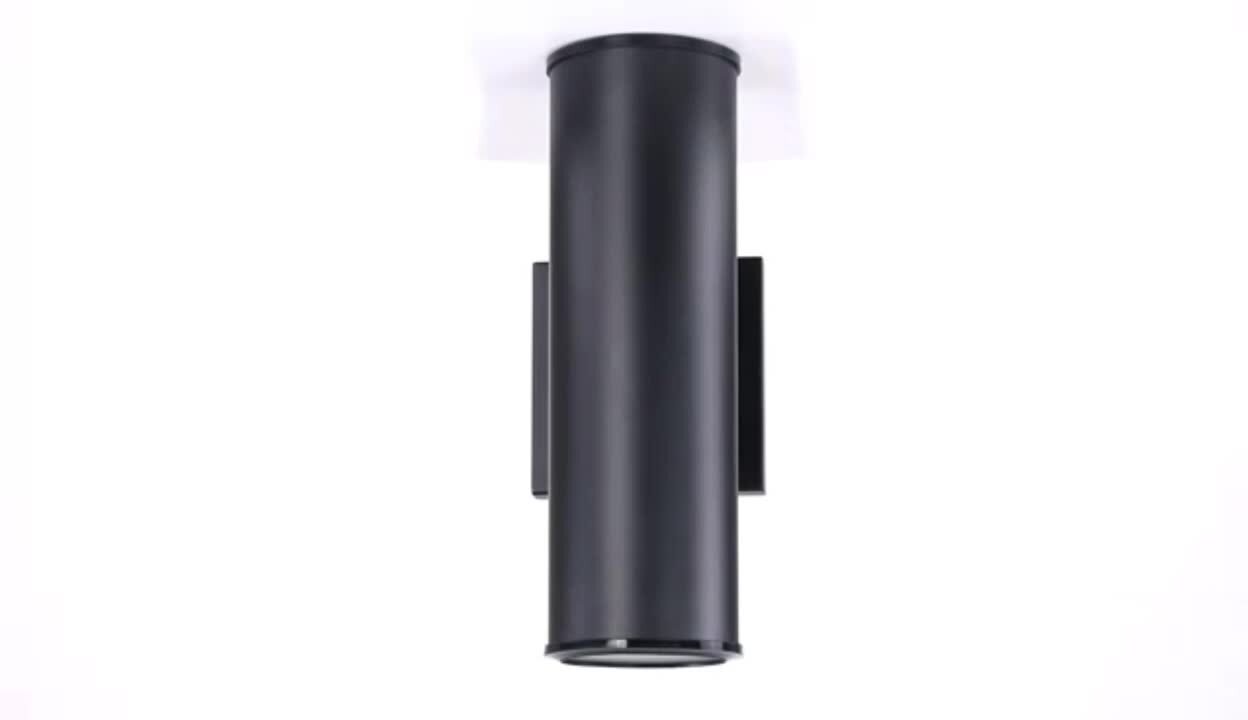 Pia Ricco Black LED Outdoor Wall Lantern Sconce with Up-Down Light