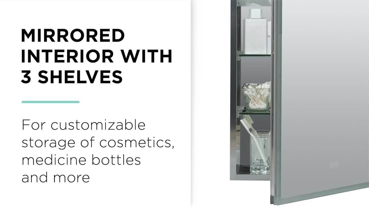 25.6 in. W x 27.6 in. H Designer Series Home Edge-Lit Framed LED Mirror Medicine Cabinet in Aluminum, Bi-View 25.6 in. W x 27.6 in. H Designer Series Home Edge-Lit Framed LED Mirror Medicine Cabinet in Aluminum, Bi-View