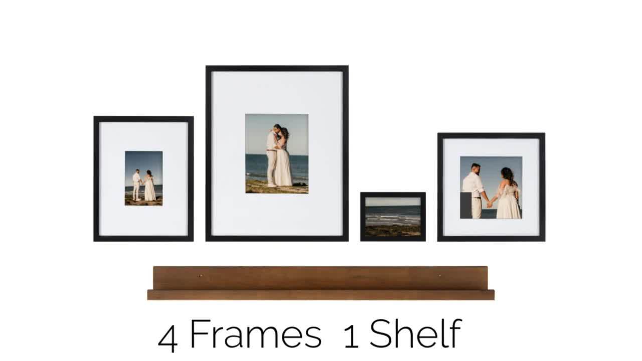 Kate and Laurel Calter Modern Wall Picture Frame Set, Gold 16x20 matted to  8x10, Pack of 3