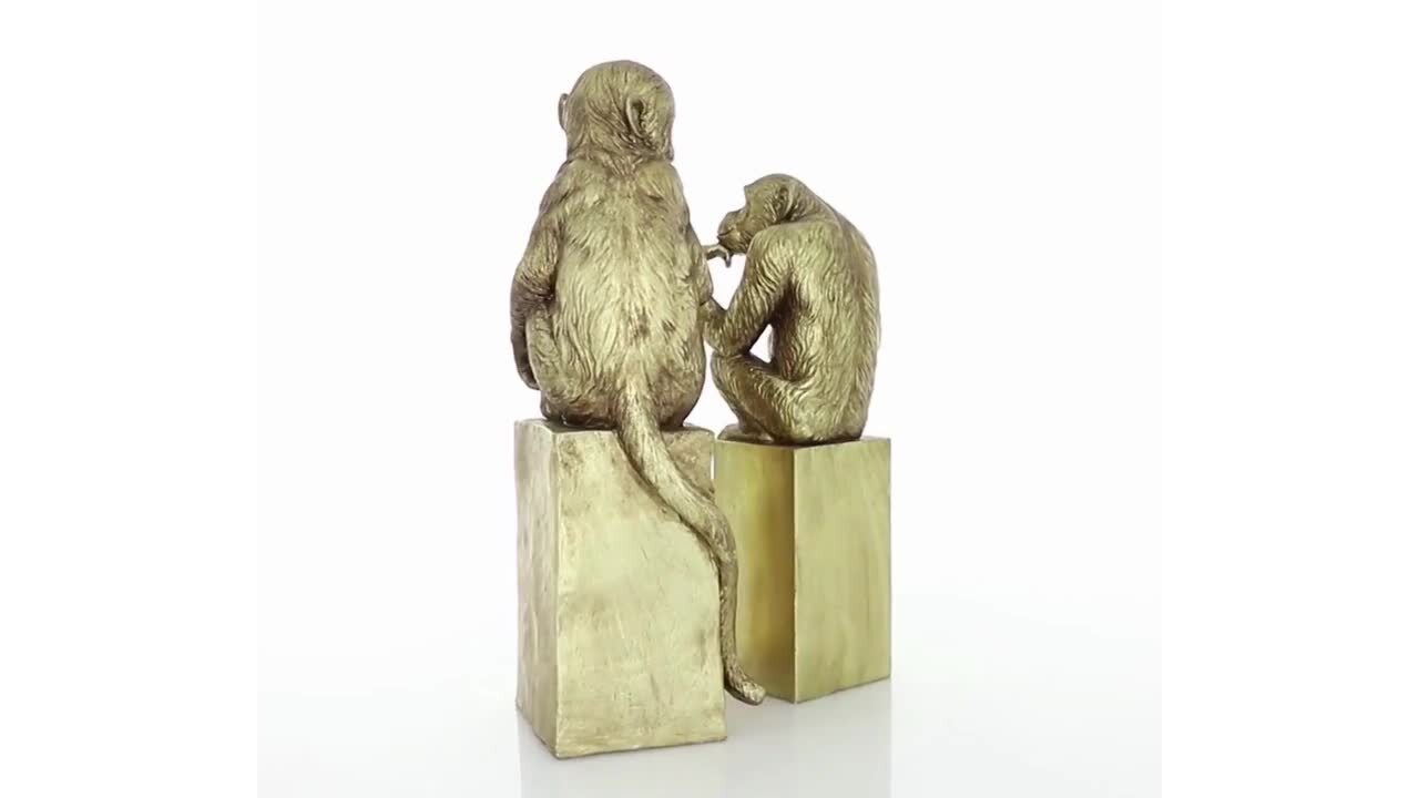 Litton Lane Gold Polystone See No Evil Monkey Sculpture (Set of 3) 98686 -  The Home Depot