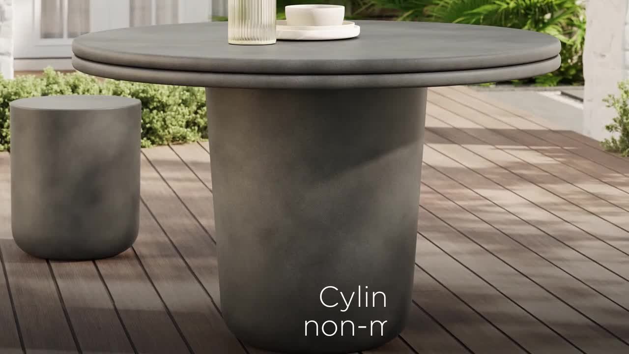 MODWAY Brion Indoor-Outdoor Patio Concrete Stone Stool in Gray EEI