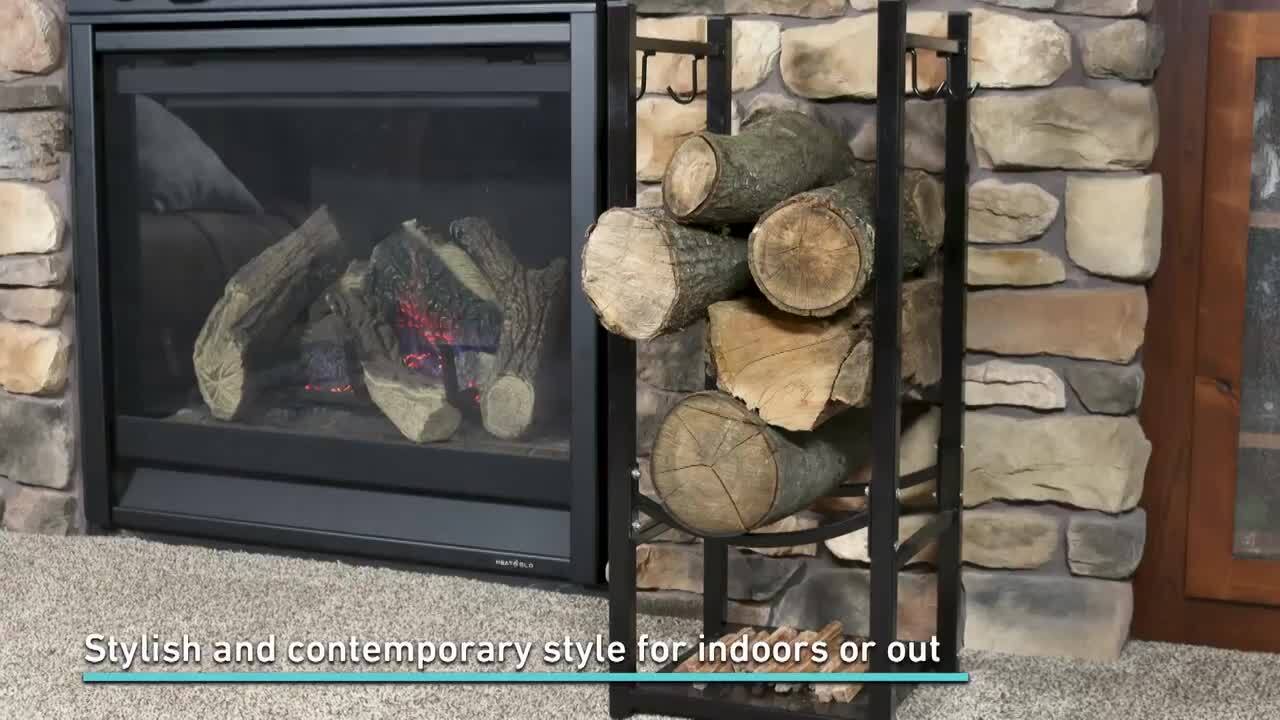 Sunnydaze Firewood Log Rack with Tool Holders in Bronze QX