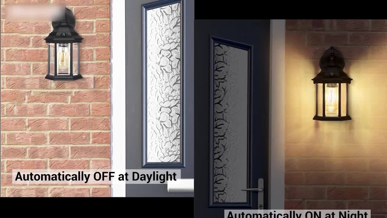 DEWENWILS Black Dusk to Dawn Outdoor Hardwired Wall Lantern