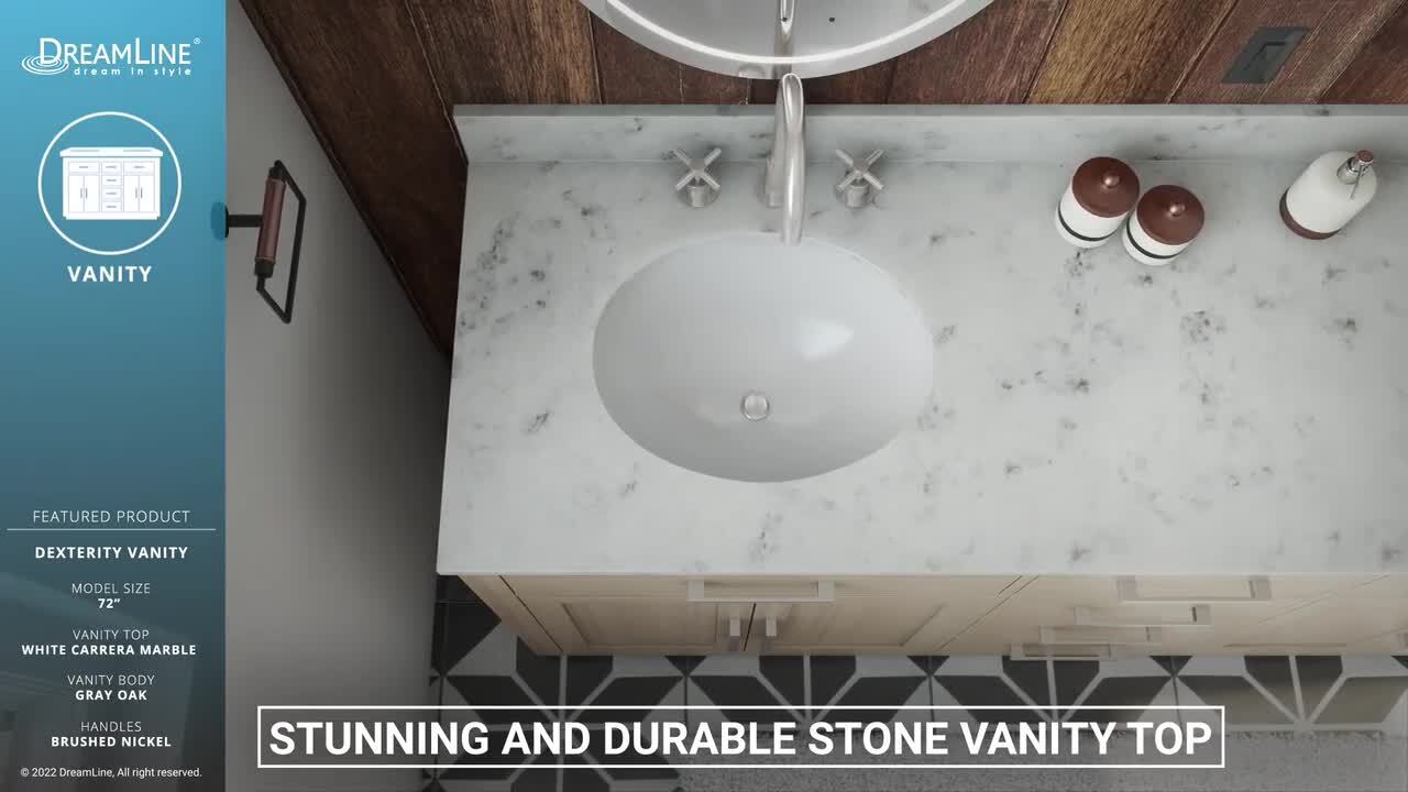 Bath Authority DreamLine Wall-Mounted Modern Bathroom Vanity with Porcelain  Sink and Mirror Complete Bath Vanity Set - Red Oak