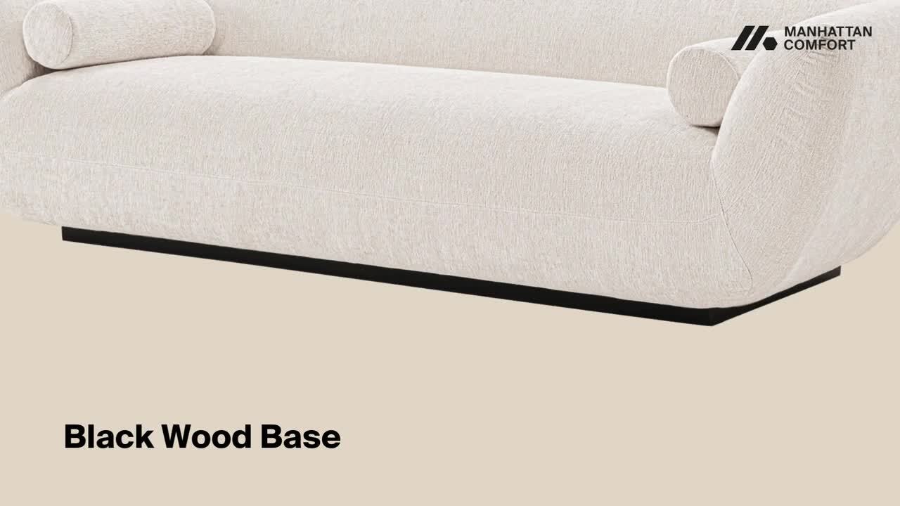 Manhattan Comfort Contemporary Ulka Boucle Sofa with Pillows in Light Brown Manhattan Comfort Contemporary Ulka Boucle Sofa with Pillows in Light Brown