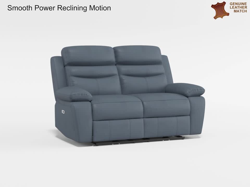 Lazzara Edelia 64 in. W Blue Leather 2-Seater Power Double