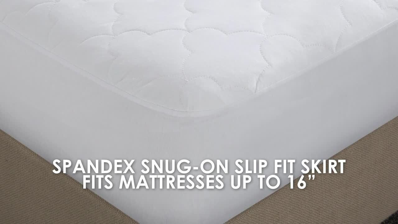Sleep Philosophy - All Natural Cotton Percale Quilted Mattress Pad - Queen - White