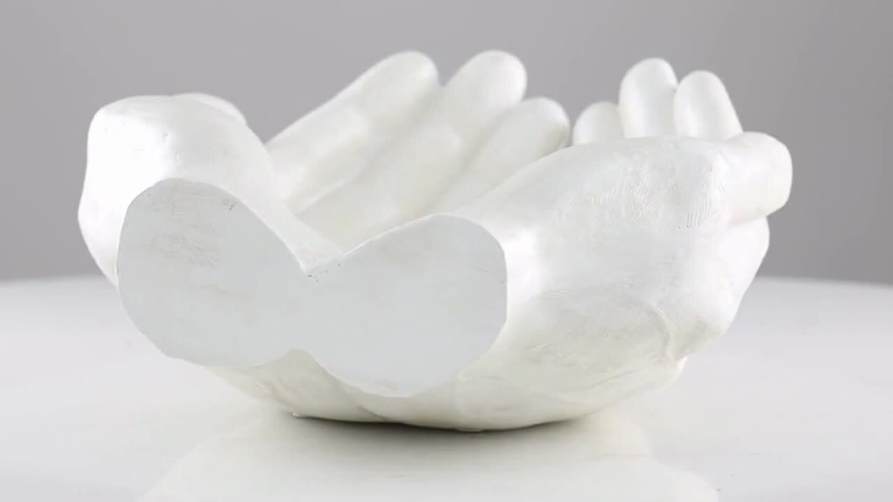 Litton Lane 16 in. x 7 in. White Polystone Open Hands Sculpture