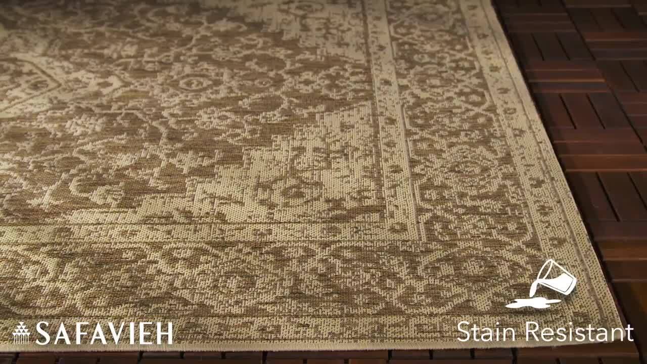 JONATHAN Y Madrid Vintage Filigree Textured Weave Beige/Brown 2 ft. x 10  ft. Indoor/Outdoor Runner Rug SMB107B-210 - The Home Depot