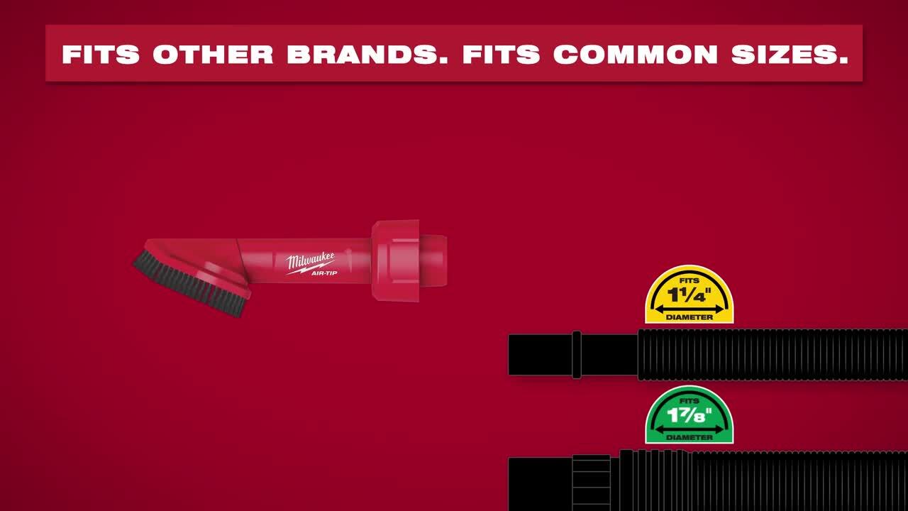 Milwaukee AIR-TIP 1-1/4 in. - 2-1/2 in. Utility Nozzle and 2-In-1 Utility Brush Attachment Kit for Wet/Dry Shop Vacuums (2-Piece)