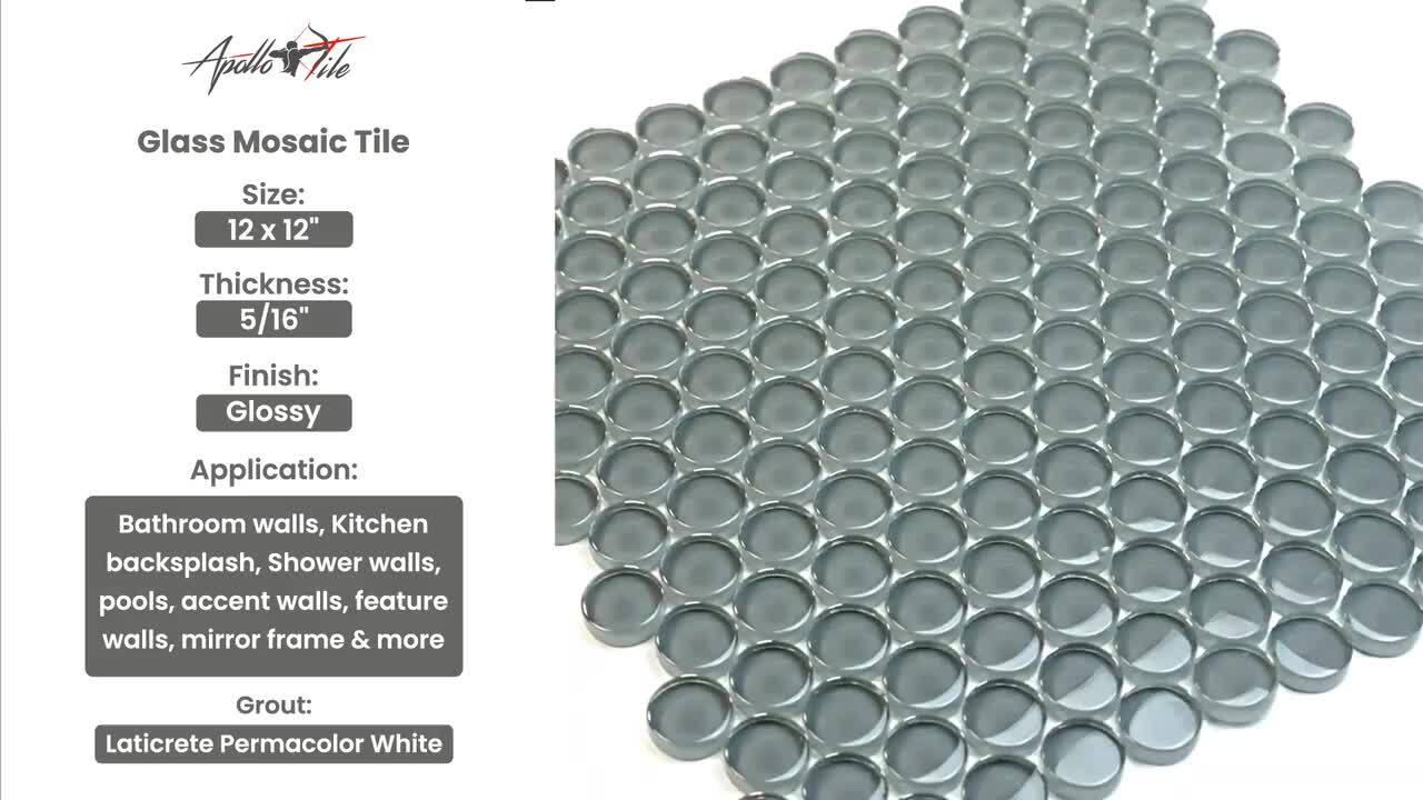 Apollo Tile (Sample) Colorway Anchor Gray 4-in x 4-in Glossy Glass Herringbone Floor and Wall Tile