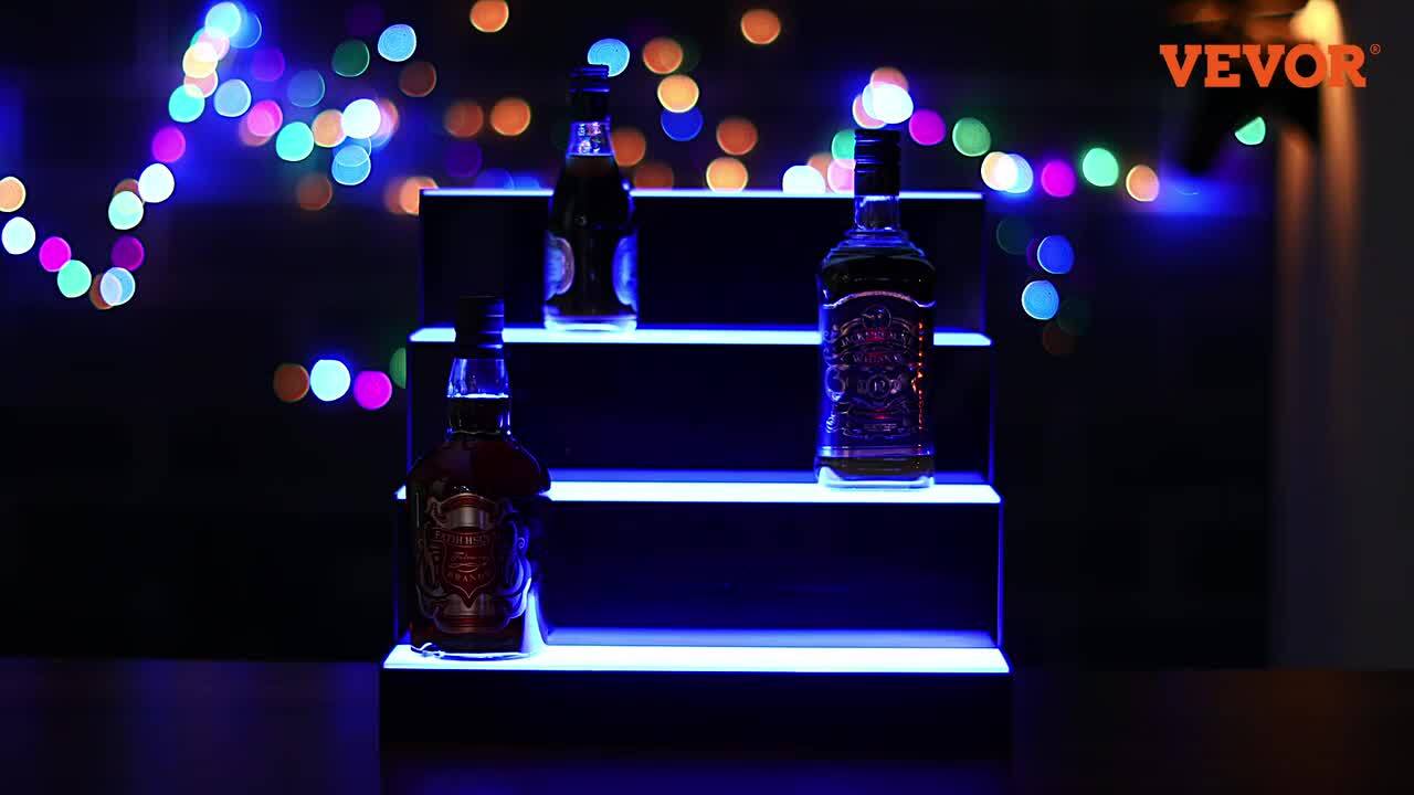 24-Bottles LED Lighted Liquor Bottle Display 30 in. Illuminated Home Bar  Shelf 7-Static Colors Acrylic Wine Rack