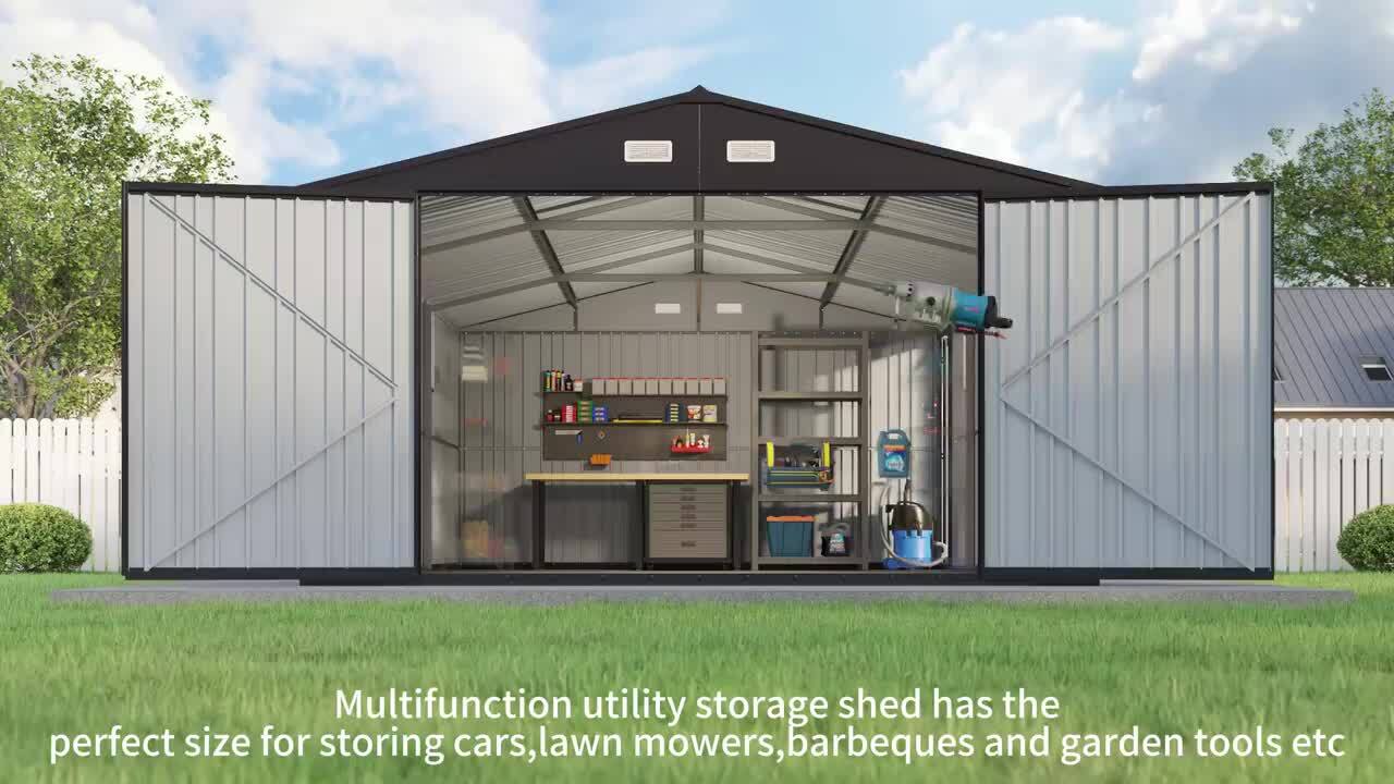 amerlife 13.2 ft. W x 20.7 ft. D Metal Shed with Double Door