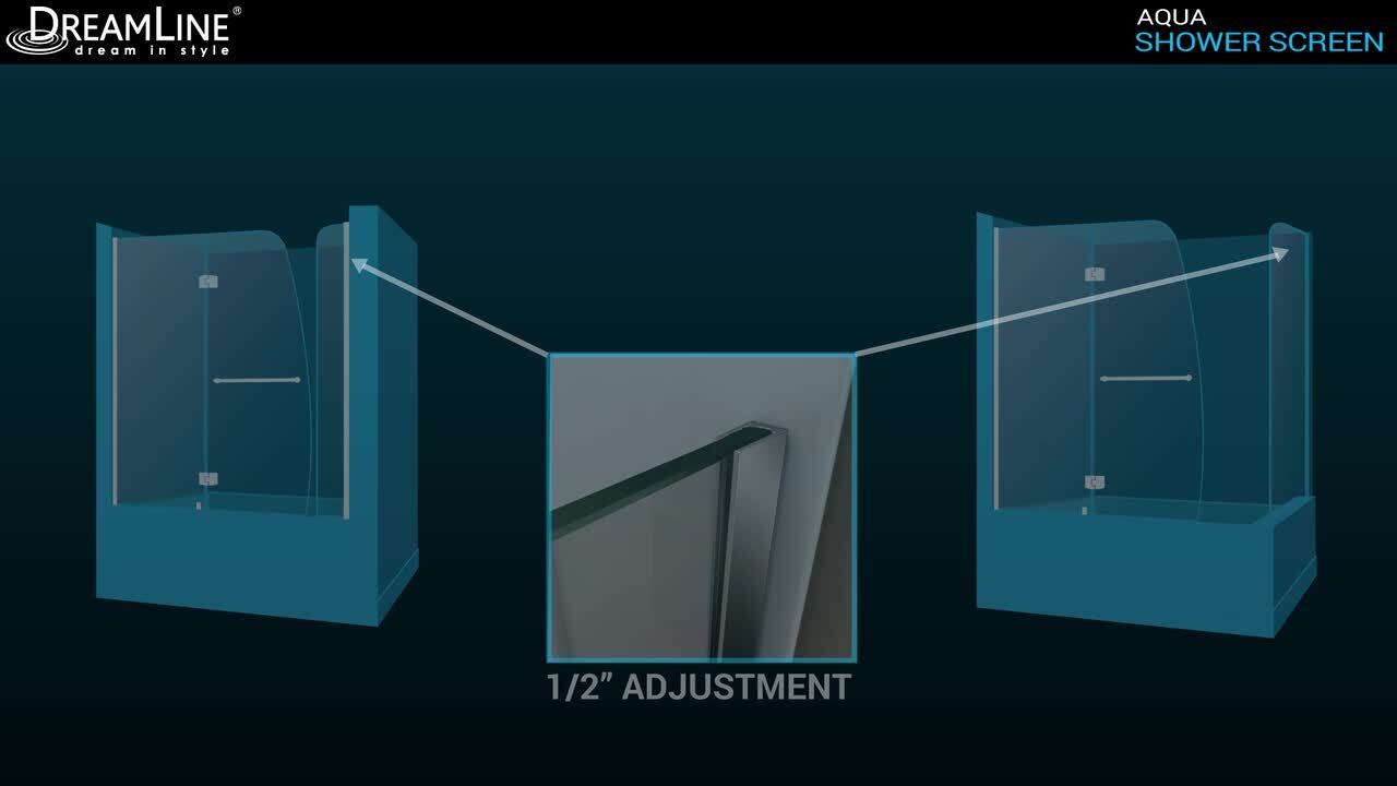 DreamLine Aqua 56 in. - 60 in. W x 58 in. H Frameless Hinged Tub