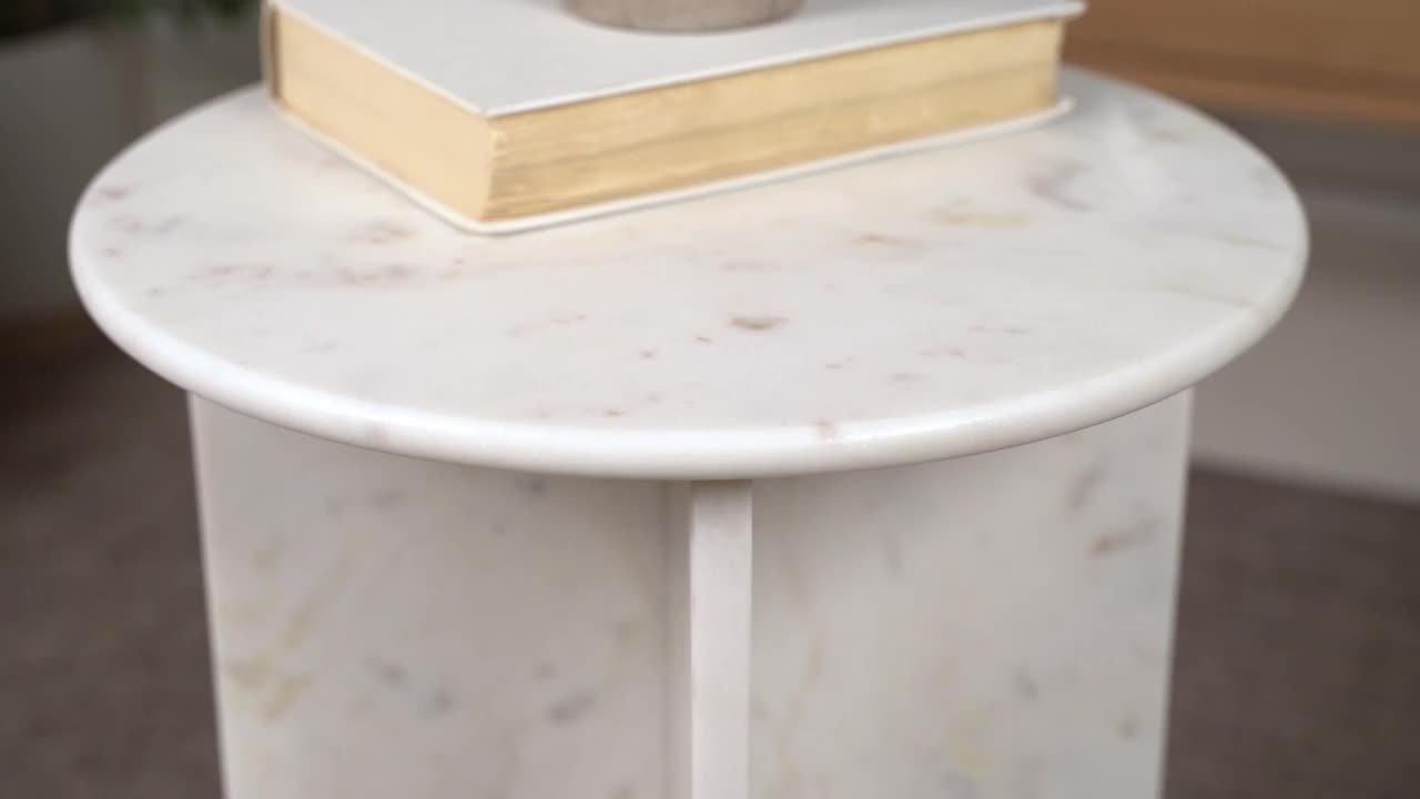 JONATHAN Y Javier 14 in. White Contemporary Natural Marble