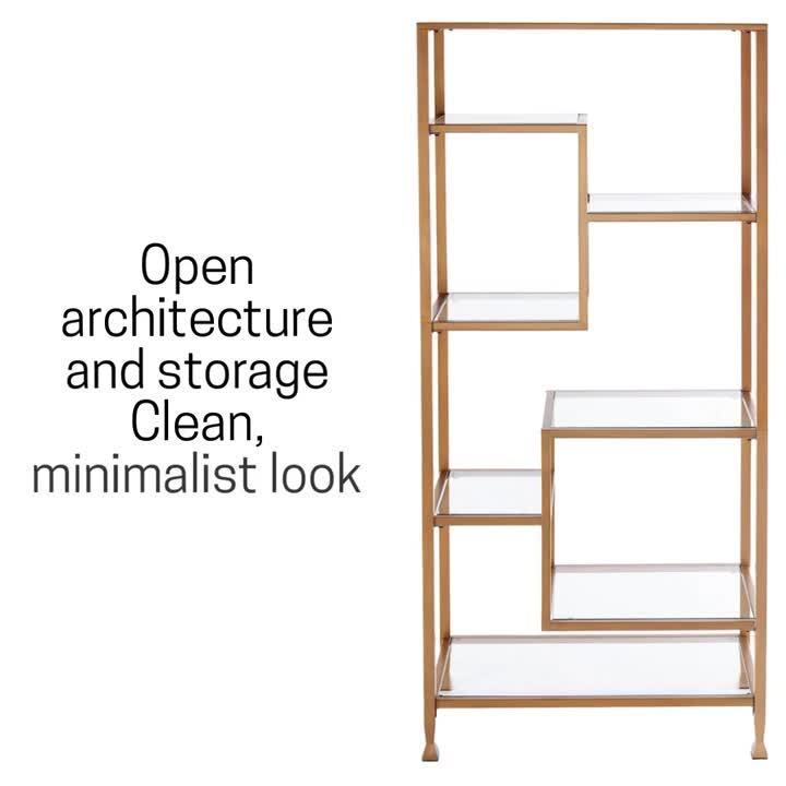 Southern Enterprises 68 in. Gold Metal 7-shelf Etagere Bookcase