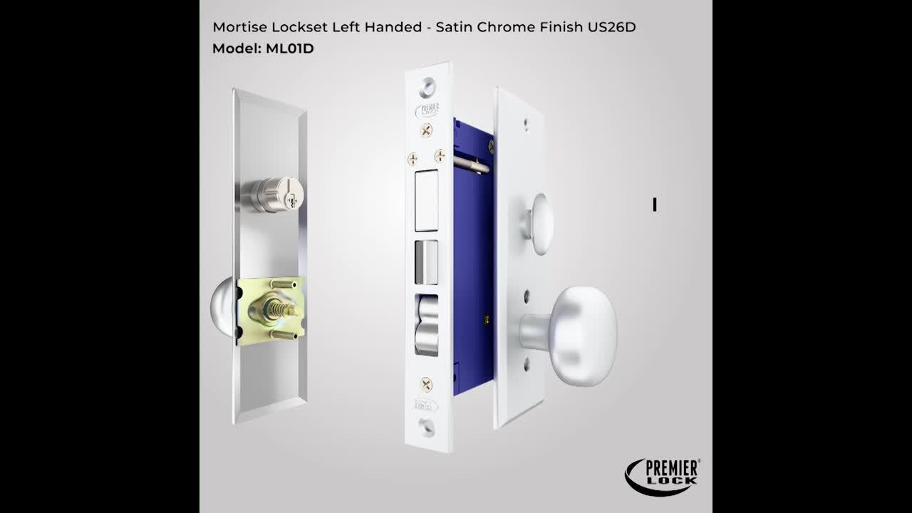 Premier Lock 2.5 in. Satin Chrome Left Hand Entry Mortise Lock Set