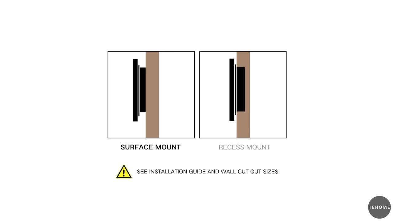 TEHOME 16.5-in x 27.5-in Recessed Mount Matt Black Mirrored Medicine Cabinet