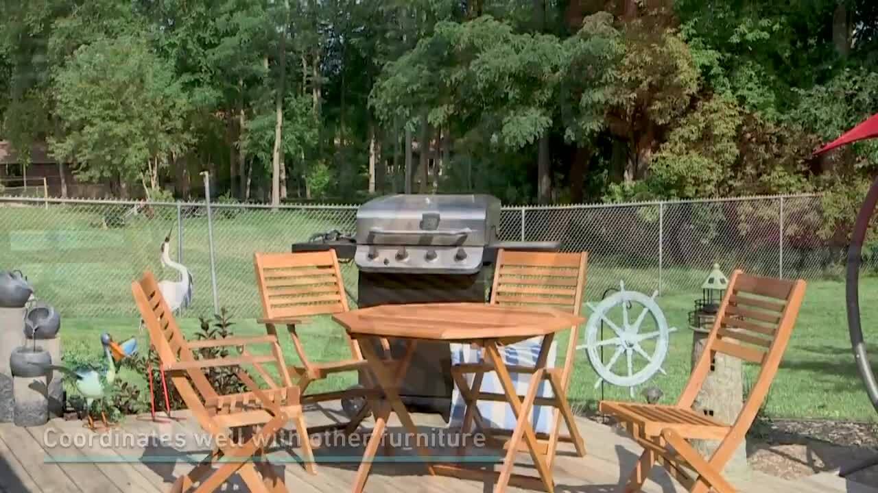 Sunnydaze Meranti Teak Oil Folding Wood Outdoor Patio Chairs (Set