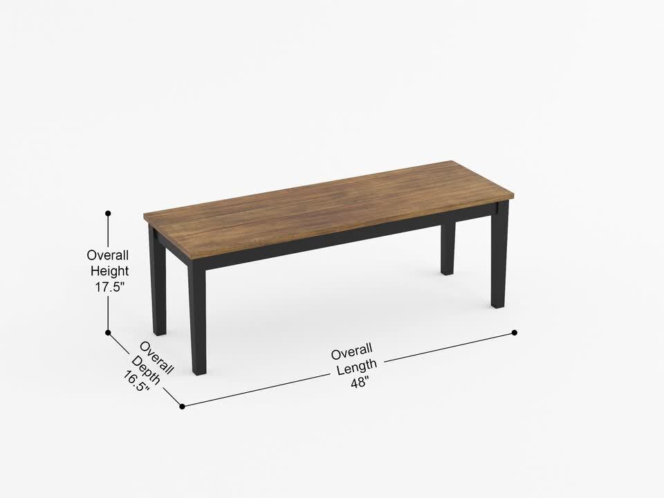 Lazzara Oliver 48 in. Brown and Black Finish Wood Dining Bench
