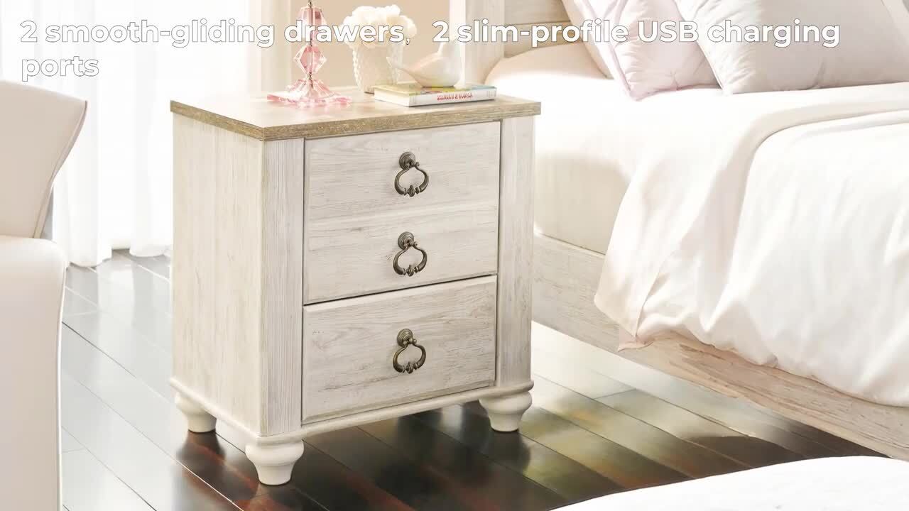 Signature DESIGN BY ASHLEY Willowton White/Brown 2-Drawer 23.74 in