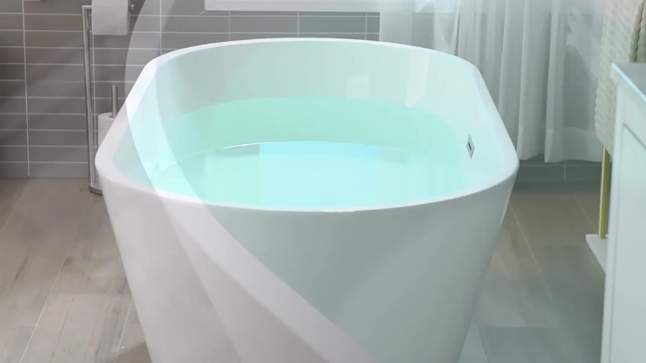 Cincinati 59 in. Acrylic FlatBottom Double Slipper Bathtub with Matte Black Overflow and Drain Included in White