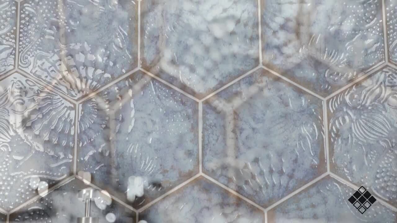 Merola Tile Gaudi React Hex Marina 8-5/8 in. x 9-7/8 in. Porcelain