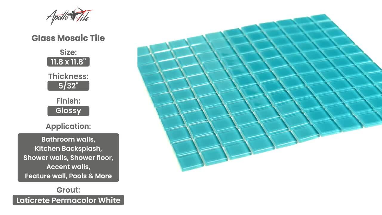 Apollo Tile Dune Cerulean Blue 12-in x 12-in Glossy Glass Uniform Squares Floor and Wall Tile (20-sq. ft/ Carton)