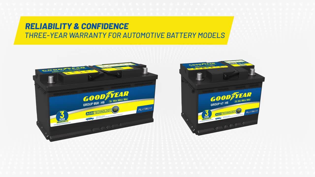 Goodyear 95R-H9-AGM BCI Group Size 95R 12-Volt 100 AH, 190RC, 950