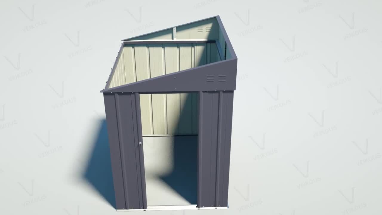 VEIKOUS 4 ft. W x 8 ft. D Metal Storage Lean-To Shed 33 sq. ft. in Gray PG0301-16-4