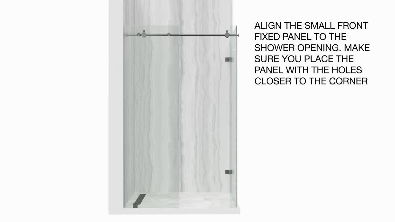 Winslow 34.625 in. x 74 in. Frameless Corner Bypass Shower Enclosure in Stainless Steel with Clear Glass Winslow 34.625 in. x 74 in. Frameless Corner Bypass Shower Enclosure in Stainless Steel with Clear Glass