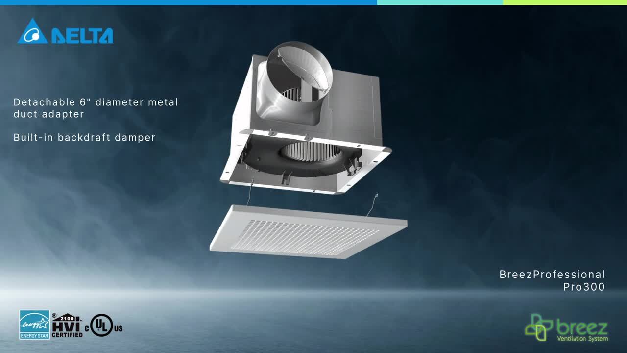 Delta Breez Professional Pro Series 300 CFM Ceiling Bathroom 