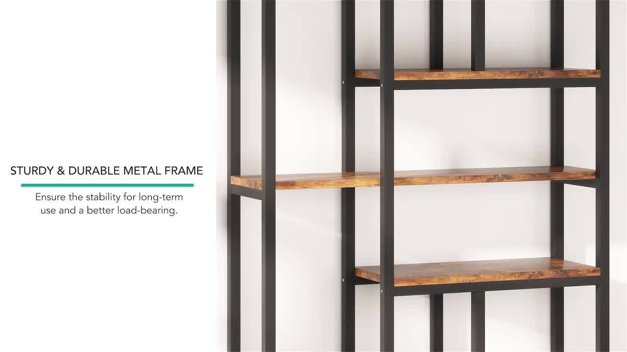 Tribesigns Earlimart 78.7 in. Brown Wood 7-Shelf Etagere Bookcase