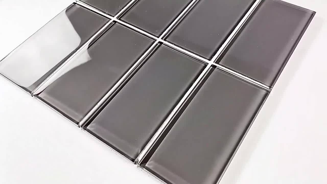 Metro Pebble Gray Subway 3 in. x 6 in. Glossy Glass Subway Tile (8-Pieces/Pack) Metro Pebble Gray Subway 3 in. x 6 in. Glossy Glass Subway Tile (8-Pieces/Pack)