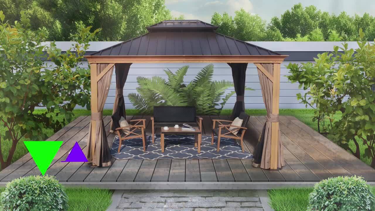 KOZYARD Apollo 10 ft. x 12 ft. Wood Like Aluminum Hardtop Gazebo