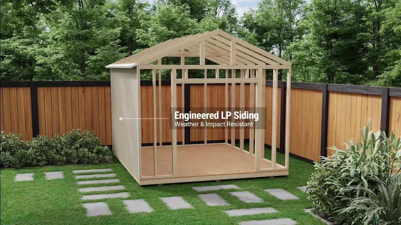 Handy Home Products - Professionally Assembled Ashland 16 ft. W x 24 ft. D 2-Story Wood Storage Shed- Driftwood Shingles (384 Sq. Ft.)