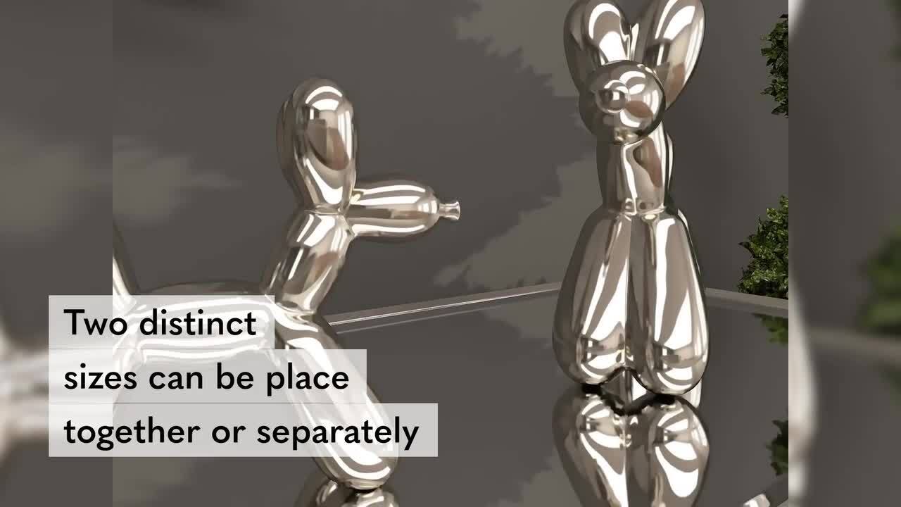 Litton Lane Silver Ceramic Balloon Dog Sculpture (Set of 2) 22433