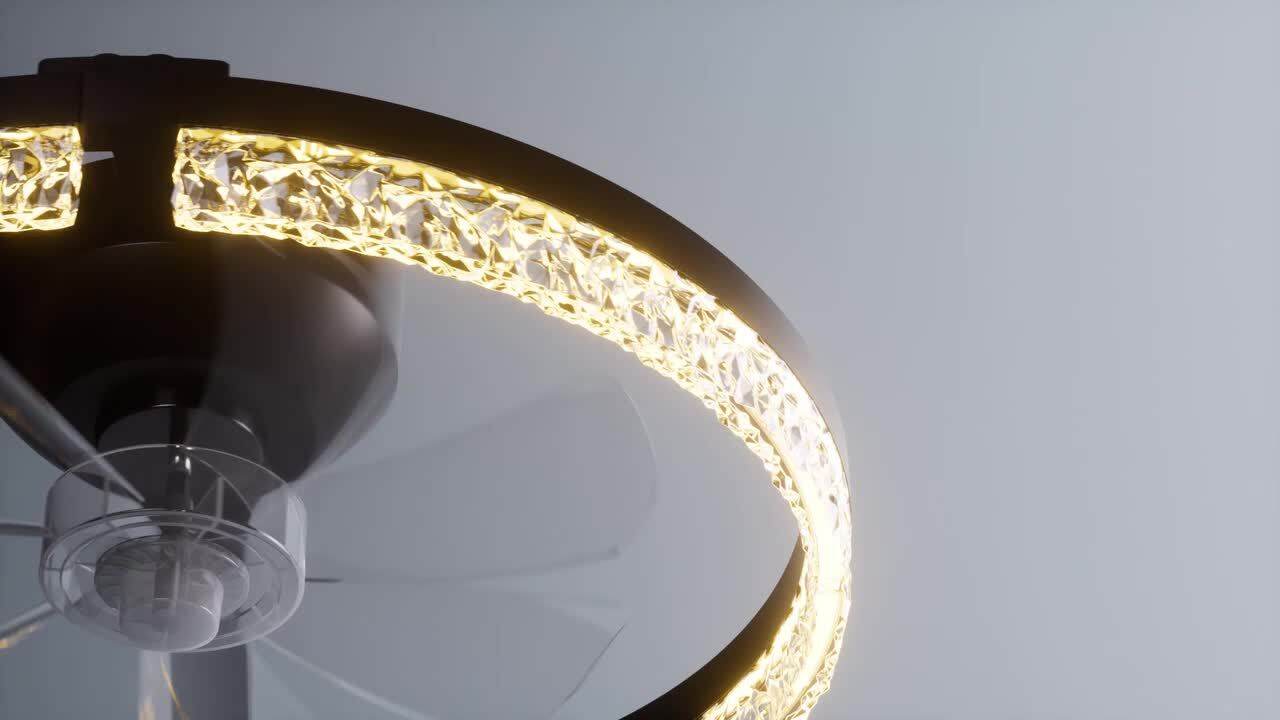 AIKVSXER 18 in. Foldable White Frame Clear Ceiling Fan with Light