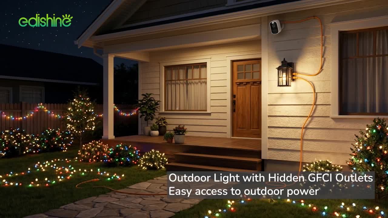 EDISHINE 12.8 in. Black Motion Sensing Dusk to Dawn Outdoor